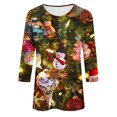 thumbnail image 5 of Cavosen Christmas T Shirts for Women 3/4 Length Sleeves Red Sparkling Xmas Cute Tree Print Blouse Pullover Crew Neck Shirts Funny Tops Festival Vacation Athletic Winter Clothes, 5 of 5