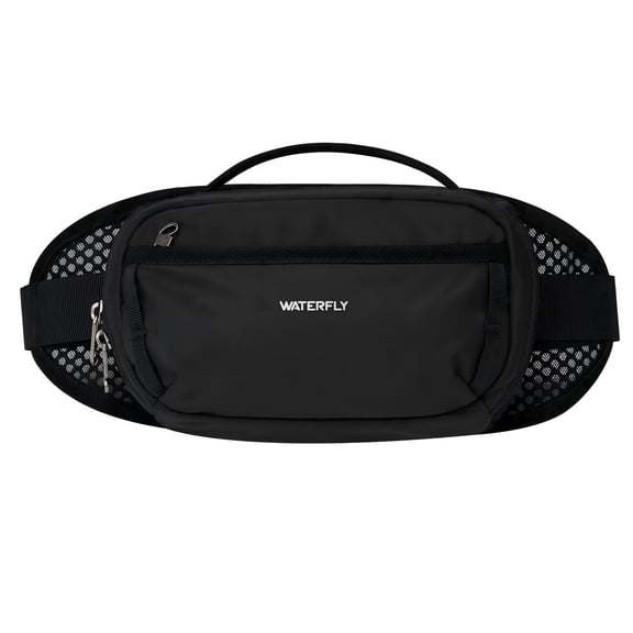 WATERFLY 2.3L Unisex Anti-Theft RFID Blocking Fanny Pack Waist Bag Travel Hiking,Black