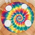 thumbnail image 2 of Colorful Tie Dye Spiral Pattern Round Fitted Tablecloth with Elastic Edge,Dining Table Cover Waterproof,Outdoor Round Tablecloth for Camping,Dining,Indoor and Outdoor, 2 of 7