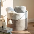 thumbnail image 3 of ZC5HAO 2pack Grande Couverture Tissée Panier de Rangement Panier à Linge Rond Jouet Organizier Vêtements Panier Chaussures Bacs de Rangement Brun, 3 of 7