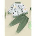 thumbnail image 5 of Elippeo Boys Autumn 2PCS Outfit Sets 6 12 18 24 Months 3 Years Long Sleeve Lapel Dinosaur Print Tops Solid Color Pants Sets, 5 of 9