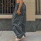 thumbnail image 4 of Pantalón Deportivo, Suave Con 2 Botones Laterales, Pantalones Sueltos Para Mujer, Poliéster Con Bandas En Los Tobillos Para Viajes ANGGREK Gris M, 4 of 6