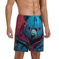 thumbnail image 2 of Naloa Neon Cyberpunk Blue Bear Men's Short Pajama Pants, Pj Shorts, Lounge Comfort Shorts-Large, 2 of 6