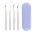 thumbnail image 2 of Lash Tweezers, Eyelash Extensions  Set 4PCS Eyelash Tweezers Set Stainless Steel False Eyelash Extension Tweezers Multifunctional Eyelashes Applicator Tools for Home Salon, 2 of 8