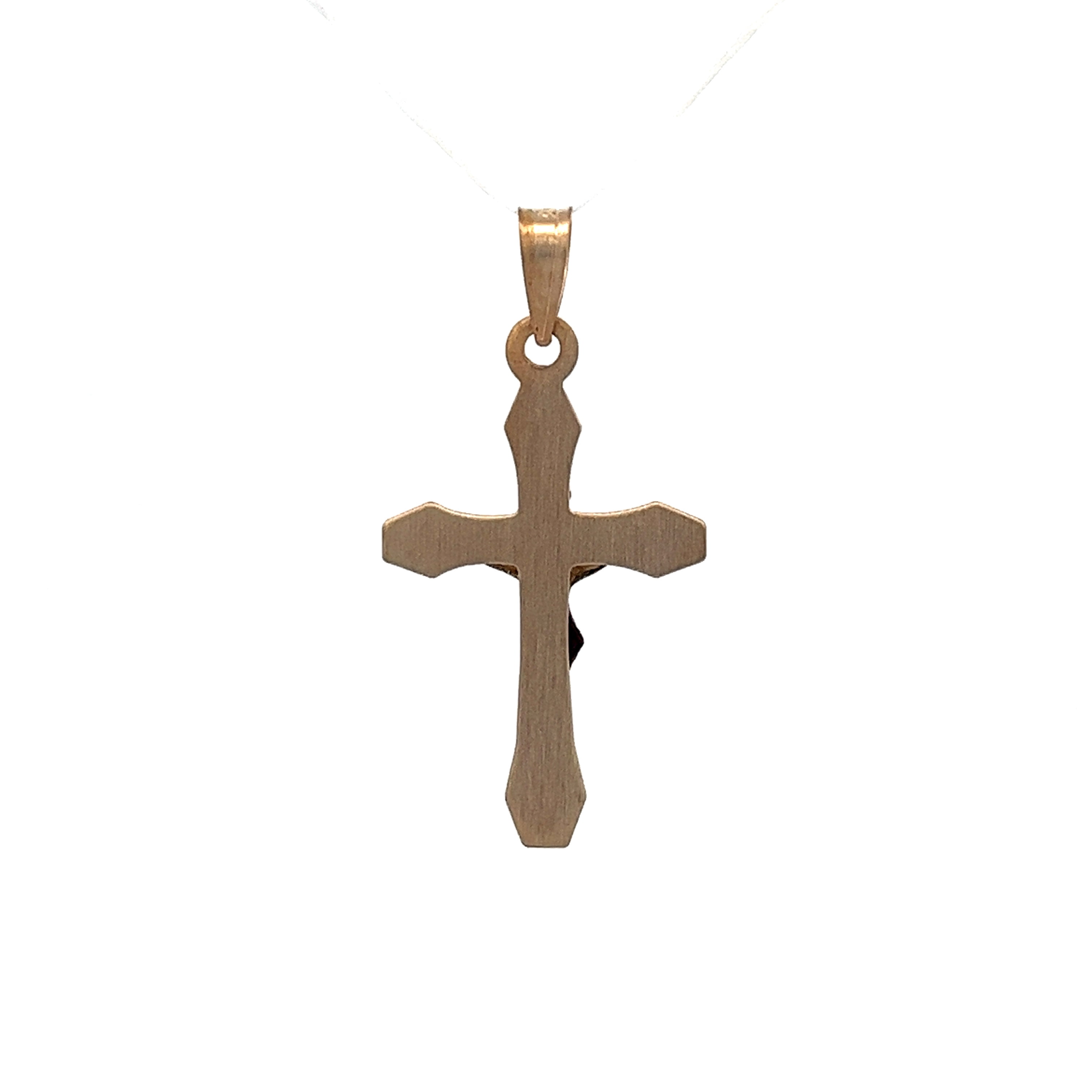 14KT Two Tone Rounded Crucifix Religious Pendant