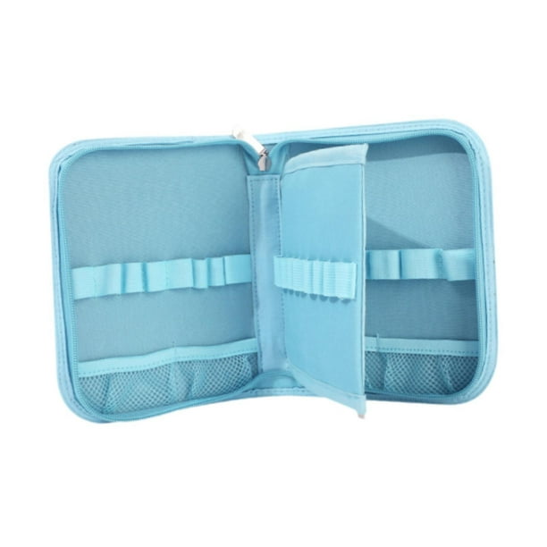 Estuche para agujas de crochet vacío Estuche para agujas de crochet Almacenamiento de costura con cremallera para varios ganchos de crochet Azul