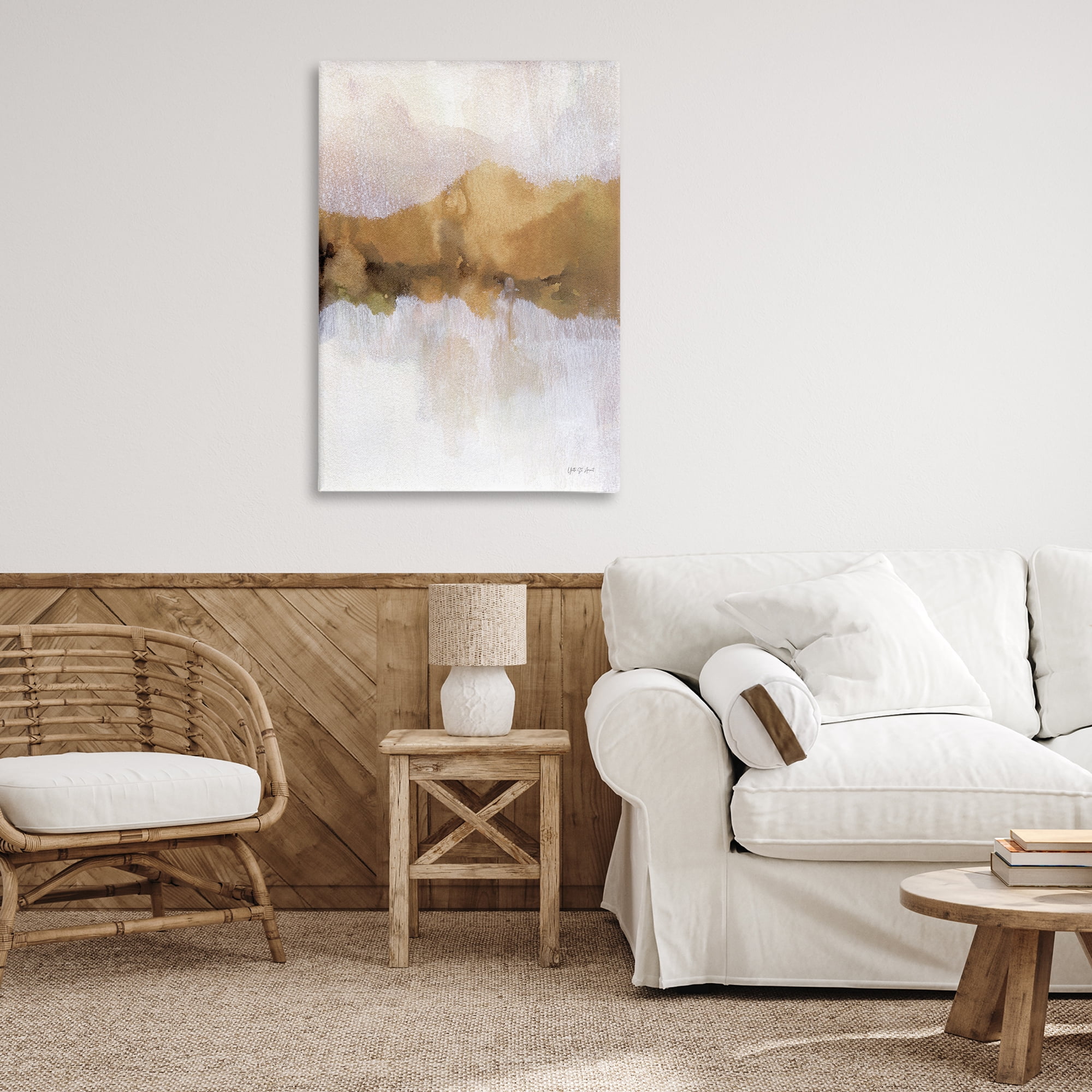 Stupell Industries Centric Golden Abstract Abstract Painting Gallery Wrapped Canvas Art Print Wall Art, 24 x 36