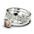 thumbnail image 4 of Twisted Infinity Band Dazzling Boho & hippie 2.00 Carat Round Morganite And Diamond Moissanite Engagement Ring, Classic Wedding Ring in 925 Sterling Silver With 18k White Gold Plating, Trio Rings, 4 of 4