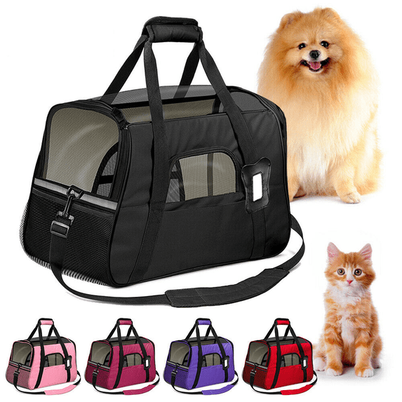 Pet Carrier Bag, Dog Carrier with Mesh Window, Breathable, Collapsible, Easy Storage, for Small Large Cats Dogs, Rose Red