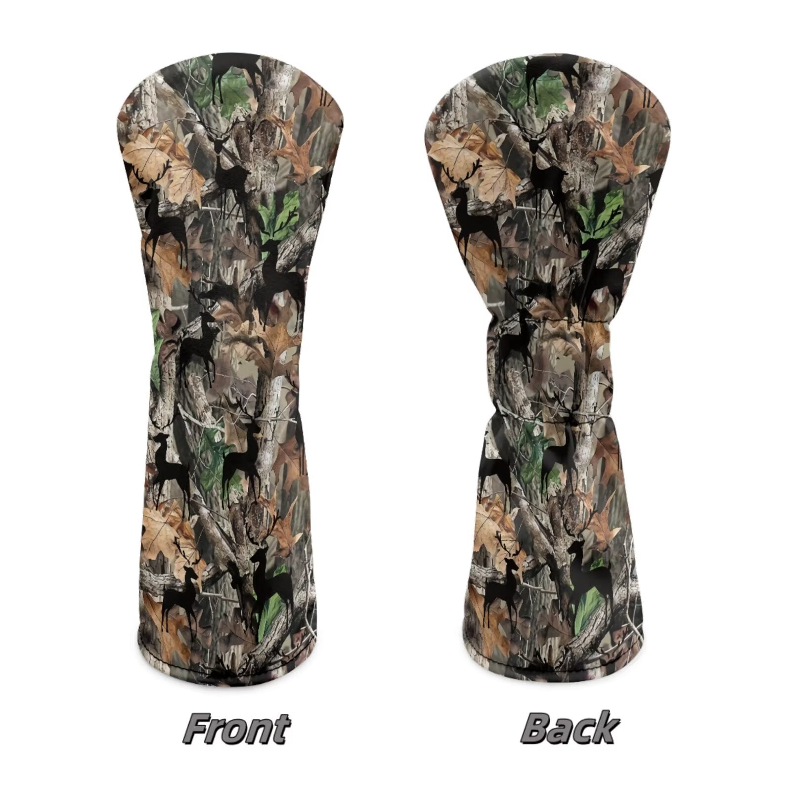 Uorisanigo Golf Headcovers (3-Pack) – Waterproof Camo Hunting Forest Golf Club Protection for Fairway Woods Driver Hybrids, Lightweight PU Leather Golfclub Head Cover with Soft Lining