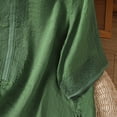 thumbnail image 6 of DeHolifer T-Shirts for Women Cotton Linen 3/4 Sleeve Embroidered Retro Printed Crewneck Casual Loose Blouse Green L, 6 of 8