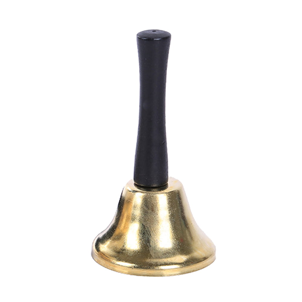 Meta Hand Bells with Wooden Handles,Call Bell Service Hand Bells Black Wooden Handle Handbells Metal Handbells Musical Percussion for Schools,Christmas Day 1 Pack Golden 