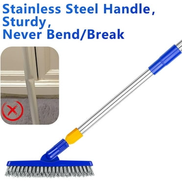 ITTAHO 2 Pack Grout Brush with Long Handle, Swivel Cleaning Grout Line Scrubber Stainless Steel Pole