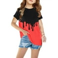 thumbnail image 3 of Jinhomg Kids Casual Summer Tees Boys Girls Cute Color Block Tops Lightweight Comfy Short Sleeve Crew Neck T-Shirts Daily Wear Today Red 4 Years, 3 of 6