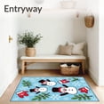 thumbnail image 3 of ODIKA 4'x6' Machine Washable Non-Slip Area Rug, Whimsical Winter Wonderland Scene with Cheerful Snowman and Falling Snow High Traffic Rug with Pad, Blue, 746694, 3 of 8