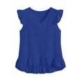 thumbnail image 5 of OSFVNOXV Cute Tops for Women Ladies Boho Top Babydoll Cap Sleeves Ruffle Hem V-Neck Summer Gauze Blouse, 5 of 5