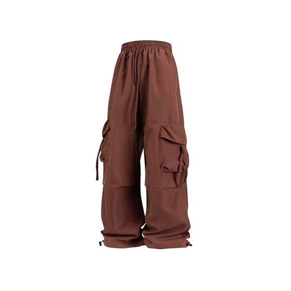Daiosportswear Cargo Pants Women Baggy High Waisted Parachute with Pockets Wide Leg Y2K,pants for women Brown XXL(XXL)