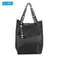 thumbnail image 3 of Uxcell Lunch Bag Tote Bag with Pocket for Work Picnic 7.5"x7.5"x9.8", Black, 3 of 6