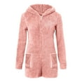 thumbnail image 2 of yievot Womens Long Sleeve Hooded Romper Pajamas Casual Winter Warm Adult Onesies Sleepwear, 2 of 4