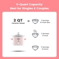 thumbnail image 3 of TEMOGU-Small Slow Cooker, 2-Quart, Free Liners Included for Easy Clean-up, Upgraded Ceramic Pot, Adjustable Temp, Nutrient Loss Reduction, Stainless Steel, Pink, Round, 3 of 4