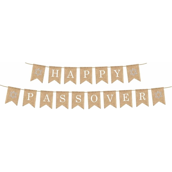 Happy Passover Banner Burlap Passover Decor – Passover Decorations Banner Garland - Happy Passover Sign Mantel Fireplace Jewish Holiday Decorations