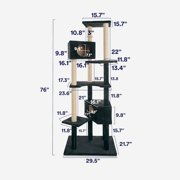 Animaze 6-Level Black Cat Tree, 76 H