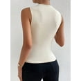 thumbnail image 5 of Women's Ruched Mock Neck Tank Top Slim Fit Work Casual Sleeveless Blouse L, 5 of 10