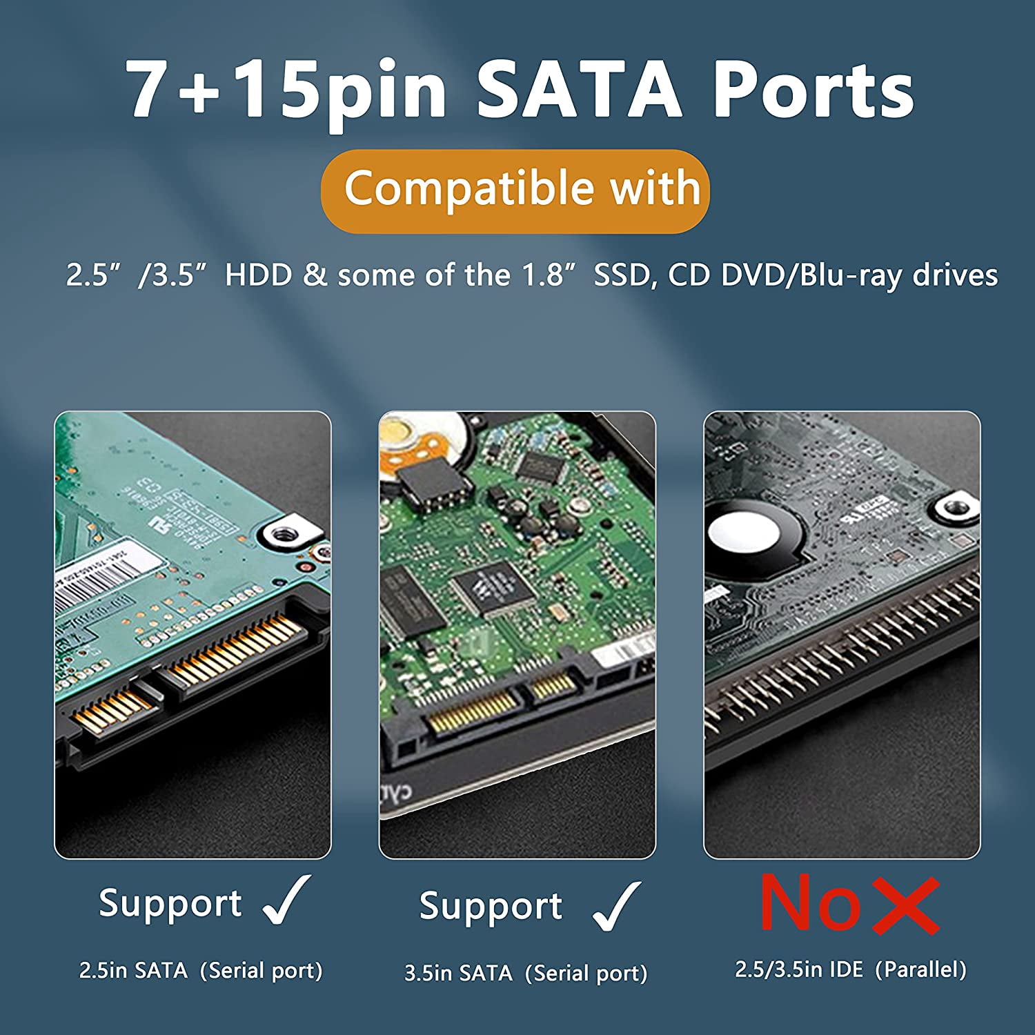 HRTGFD-22Pin SATA Power Extension Cable,22 Pin（7+15） Sata Male to Female Data and Power Combo Extension Cable with Locking Latch,for HDD,SSD,Optical Drives, DVD Burners, PCI Cards-0.3M(6Gbps/s)