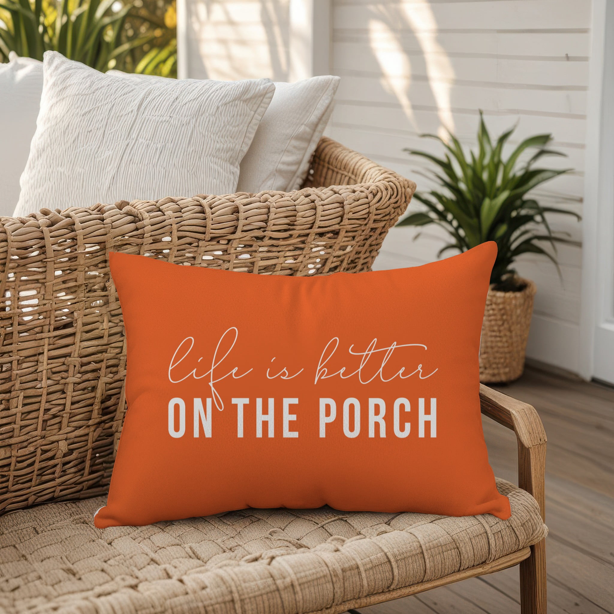 Creative Products Life is Better On the Porch Orange 14x20 Indoor / Outdoor Pillow