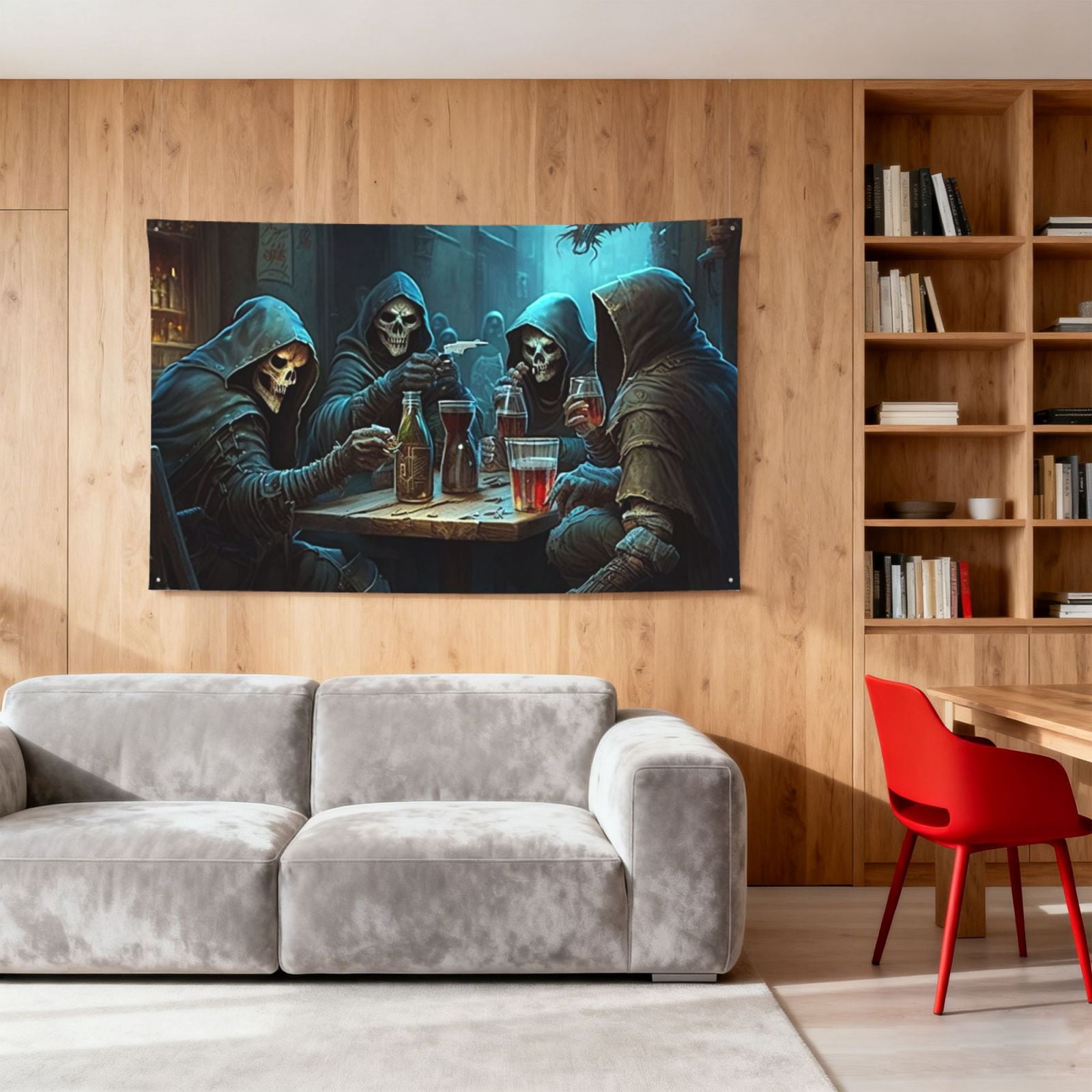 Grim Reaper Party Cool Four Hole Decorated Banner Flag for Garden Yard Home Decoration Indoor Outdoor 4x6 Ft