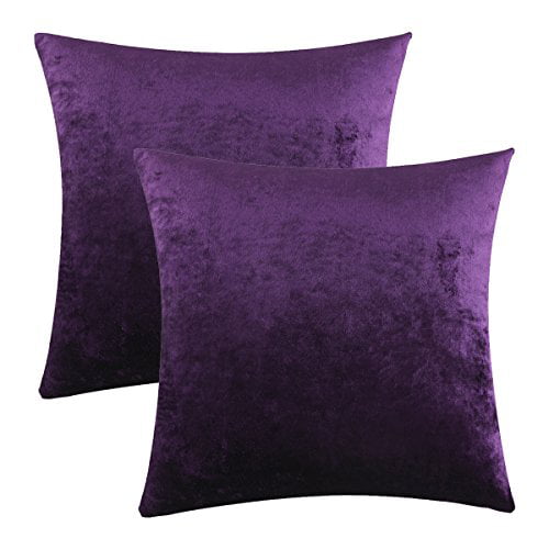 GIGIZAZA Purple Decorative Velvet Decorative Throw Pillow Covers for ...