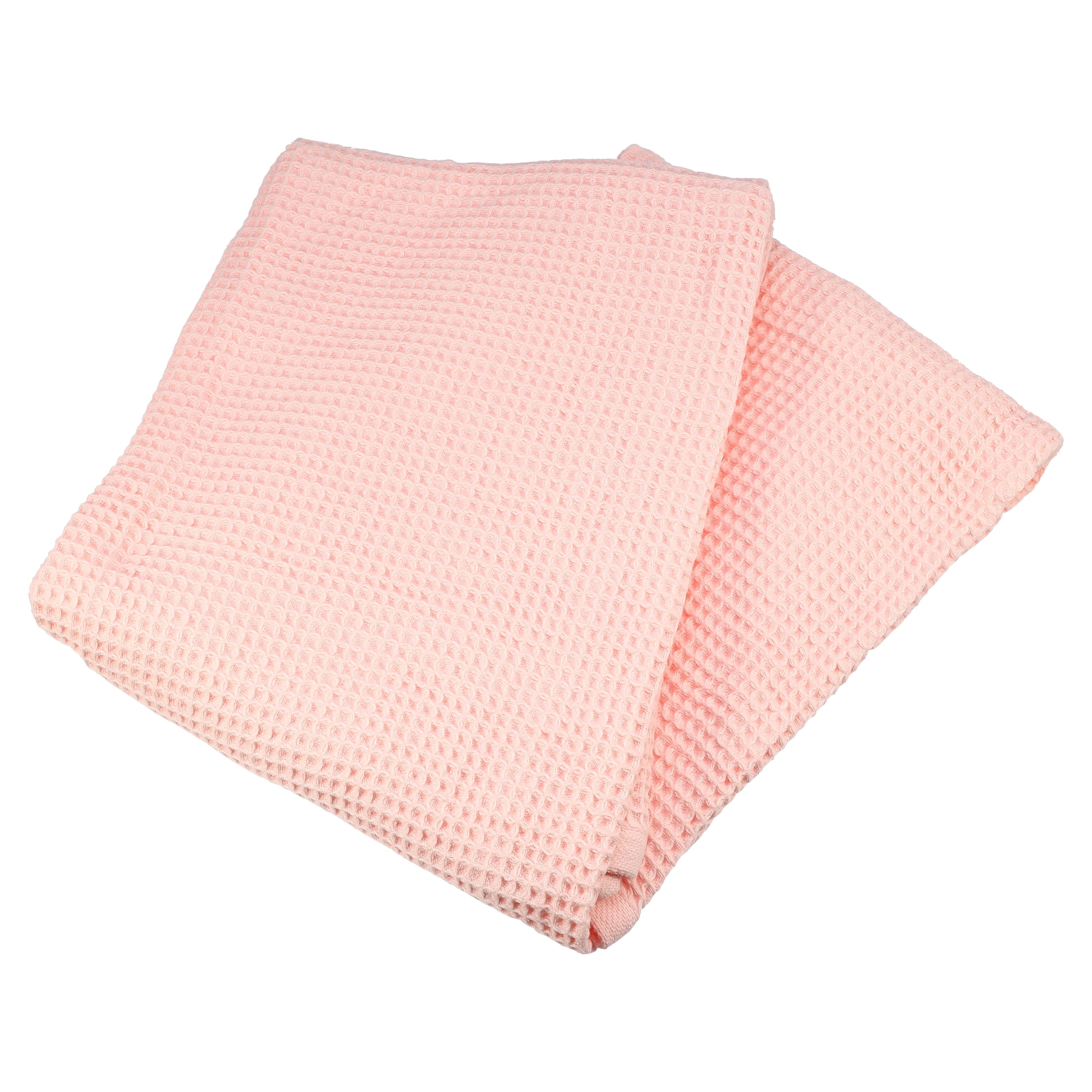 Unique Bargains 1Pc Waffle Weave Pattern Soft Absorbent Cotton Bath Towel Pink 55.12''x27.56'' for Bathroom Shower