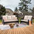 thumbnail image 2 of Ovios 2 Pieces Outdoor Patio Furniture with Sofa Wicker Patio Sectional with Loveseat for Backyard, 2 of 6