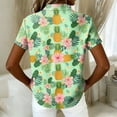 thumbnail image 5 of Sewkxo Hawaii Shirt for Woman Floral Printed Short Sleeves Lapel Button Down Tropical Beach Shirt 2026 Fashion Loose Fit Party Holiday Tees Shirts,Green M, 5 of 5