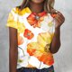 thumbnail image 1 of Fiudx Liquidación de Ahorros de Verano Blusas Informales de Manga Corta con Cuello Redondo y Estampado a La Moda para Mujer, 1 of 4