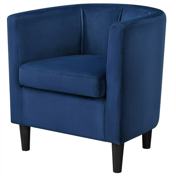 AetherLove Velvet Accent Chair, Modern and Comfortable Armchairs, Upholstered Barrel Sofa Chair for Living Room Bedroom Waiting Room, Set of 2, Blue