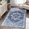 thumbnail image 2 of Yesfashion Carpets Area Rugs Washable 9'*12' Area Rug Vintage Persian Medallion Area Rug Boho Distressed Rug Non-Slip Low Pile Capet Rugs Bedroom,Blue blue 9*12ft, 2 of 7