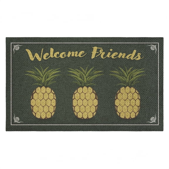 Welcome Friends Pineapples Outdoor Door Mat, design by Darlene Seale, 18"x30"
