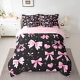thumbnail image 2 of Castle Fairy Dreamy Bowknot Bedding Comforter Set,Cute Cherry Love Heart King Bedding Sets, 2 of 8