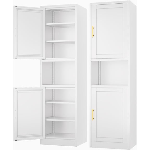 Tall Narrow Storage Cabinet 66.93" H Tall Bathroom Cabinets Metal Pantry Cabinet, 4 Adjustable Shelves for Kitchen, Home Office, Living Room, Dinning Room (16 inches Wide White)