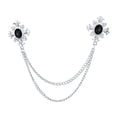 thumbnail image 1 of Broche de solapa para hombre con accesorios de cadena, cadenas colgantes, broche de cadena con borlas de diamantes de imitación para camisas de vestir Negro plata, 1 of 8