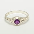 thumbnail image 2 of LBG 925 Sterling Silver Real Genuine Amethyst Womens Anniversary Ring - Size 8, 2 of 6
