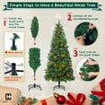 thumbnail image 6 of CAPHAUS 4.5 Feet Artificial Pre-lit Pencil Christmas Tree w/ Pinecones, Berries, Slim Xmas Tree w/ 150 LED Lights, 398 Branch Tips Pre-Hinged & Foldable Stand, Skinny Christmas Tree for Indoor, 6 of 9