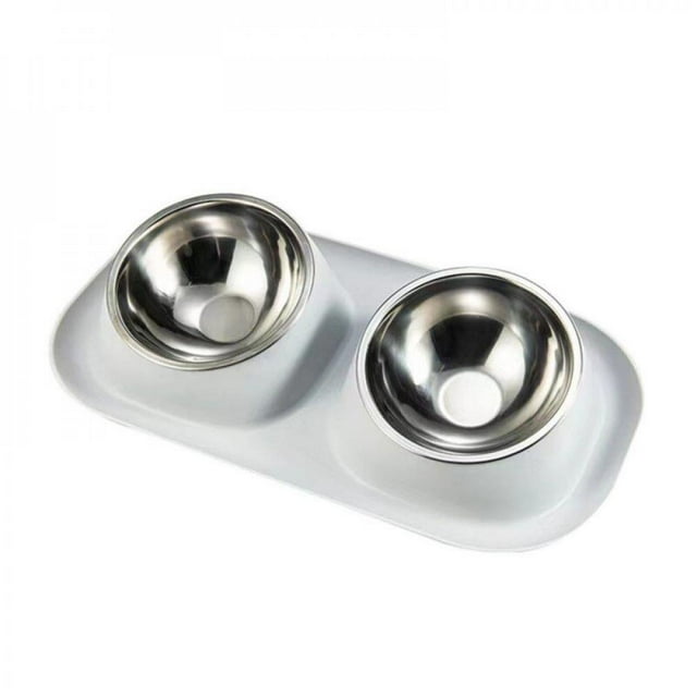 Bols Doubles pour Chiens Alimentation pour Chats en Acier Inoxydable Bols d'Eau et de Nourriture Distributeur Incliné Surélevé Accessoires pour Animaux en Liquidation