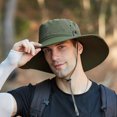 thumbnail image 4 of iHPH7 Mens Wide Brim Sun Hat Mens Sun Hat Waterproof Bucket Hat Camo Boonie Hat Bucket Hats for Men, Army Green One Size, 4 of 6