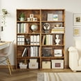 thumbnail image 3 of IRONCK 5-Shelf Bookcase, Set of 2 Free Standing Wood Bookshelf for Home Office, Brown, 3 of 6
