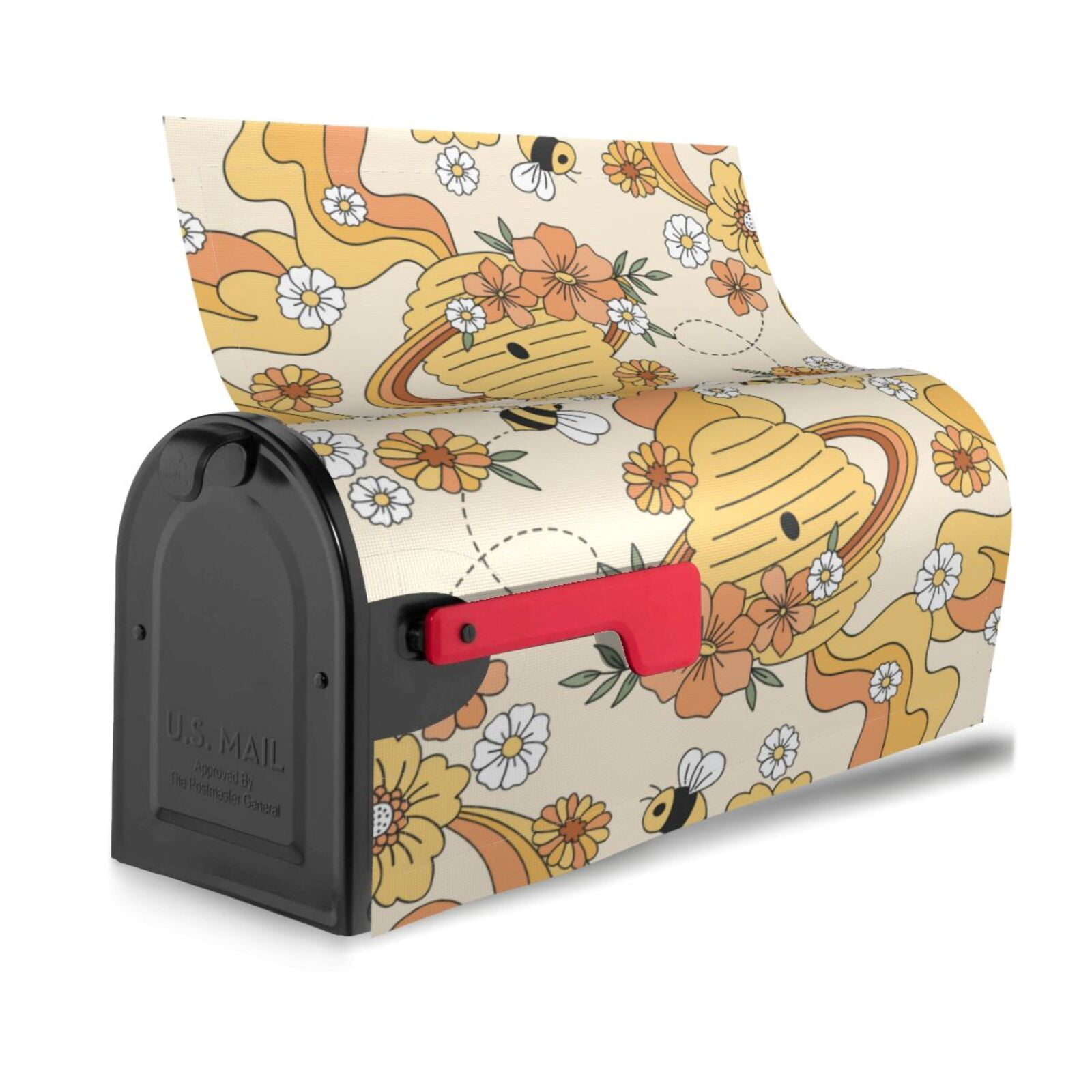 Xecao Groovy Floral for Mailbox Cover with Magnetic Strips, Waterproof and Sunscreen, Adds a Decorative Touch to Your Garden Yard.
