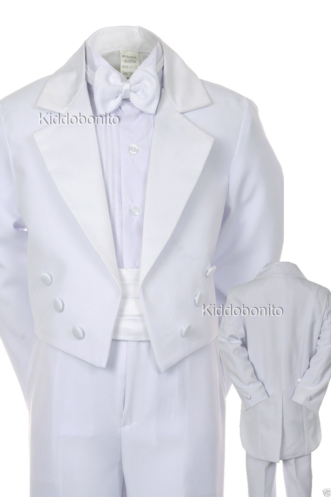 2T-20 Baby BOY Toddler Wedding Christening Satin Formal TUXEDO Suit White S-XL 