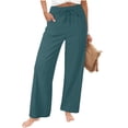 thumbnail image 3 of Women Capri Pants 2026 Summer Linen Cotton Cropped Trouser with Pockets Beach Casual Cruise Fashion Lounge Capris, 3 of 7