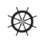 Hampton Nautical Deluxe Class Wood and Chrome Pirate Decorative Ship Steering Wheel 36" - ation